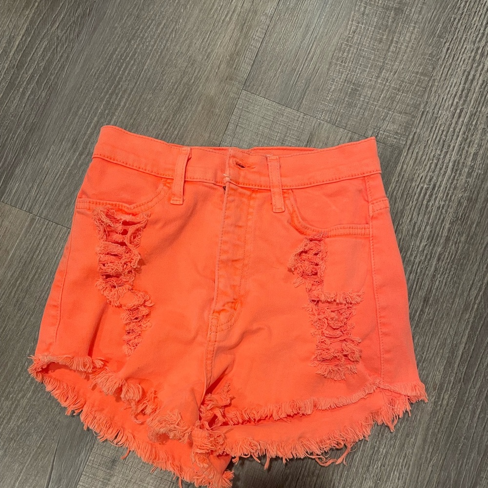 neon high waisted cut off jean shorts